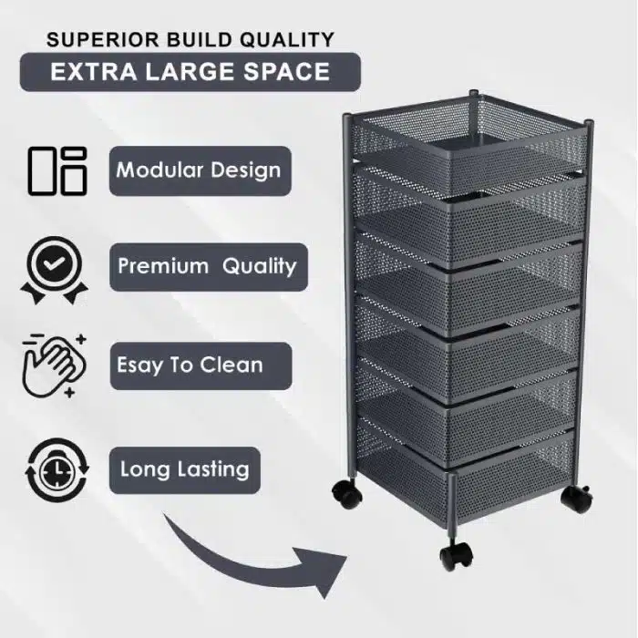 6 Layer Square Shape Kitchen Rack - Image 6