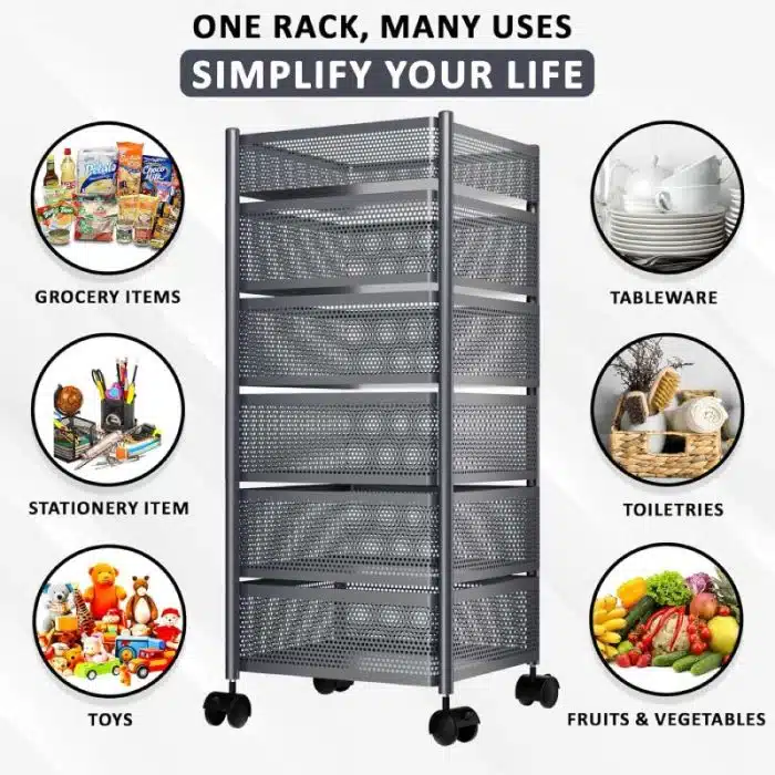 6 Layer Square Shape Kitchen Rack - Image 5