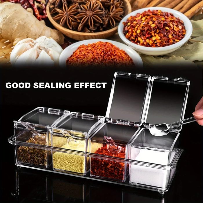 4 Grids Kitchen Transparent Seasoning Box - Image 1