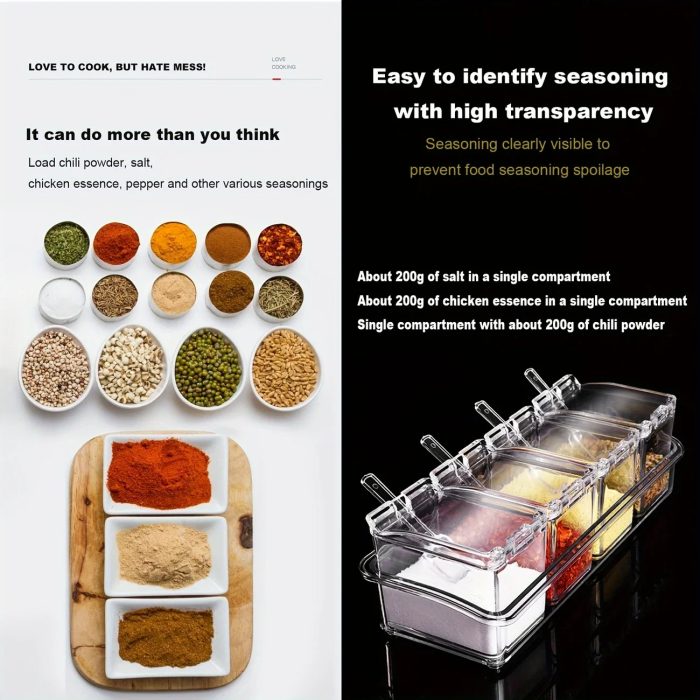 4 Grids Kitchen Transparent Seasoning Box - Image 3
