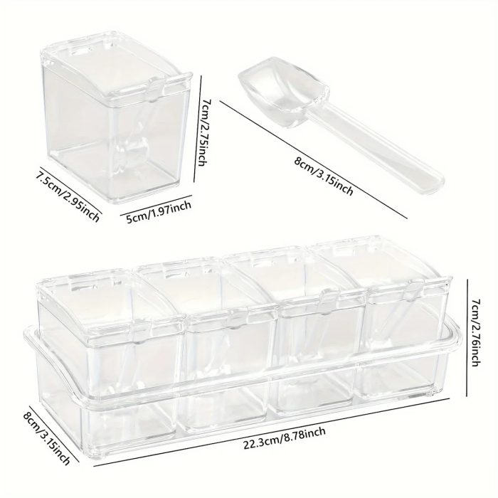 4 Grids Kitchen Transparent Seasoning Box - Image 4